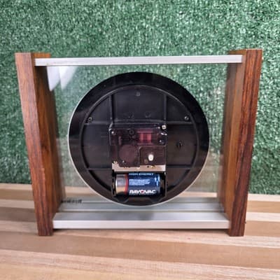 VTG MCM Verichron Quartz GMT World Mantel Desk Clock Red Airplane Second WORKS - Thumbnail 7