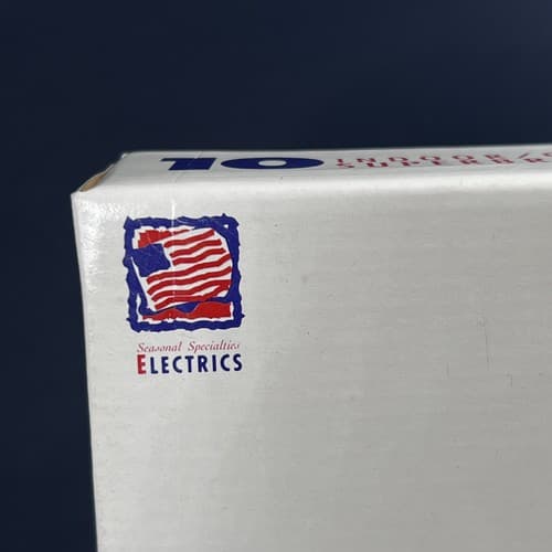 VTG Blow Mold 10 Patriotic American Flags String Lights Stars & Stripes July 4th - Thumbnail 3