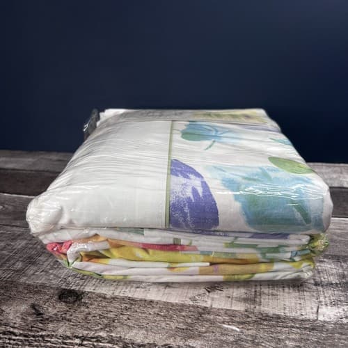 VTG Garden Estates Full Sheet Set & Pillow Case Floral White Colorful Anna Style - Thumbnail 7