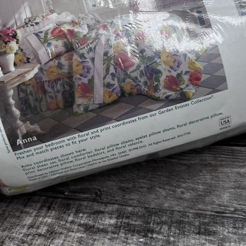 VTG Garden Estates Full Sheet Set & Pillow Case Floral White Colorful Anna Style - Thumbnail 5