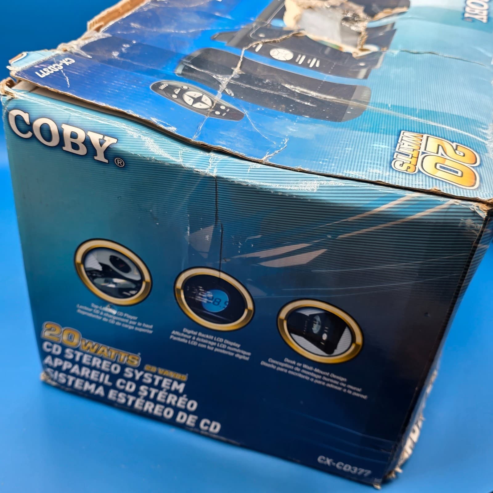 COBY CX-CD377 CD STEREO SYSTEM 20W AUX AM/FM LCD DISPLAY WALL MOUNTABLE - Thumbnail 5