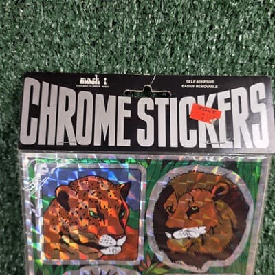 Vintage 80s Mark 1 Chrome Stickeres Big Cats Lions Leopard Tiger Prismatic - Thumbnail 5