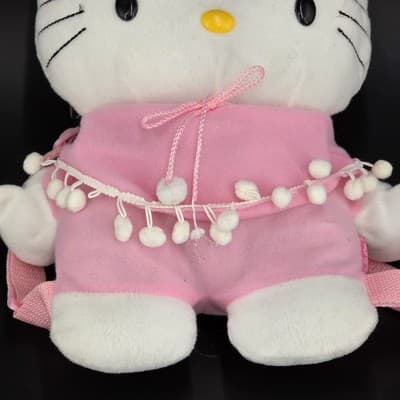 2008 Sanrio Hello Kitty 13" Plush Pom Pom Backpack Bag - Thumbnail 4