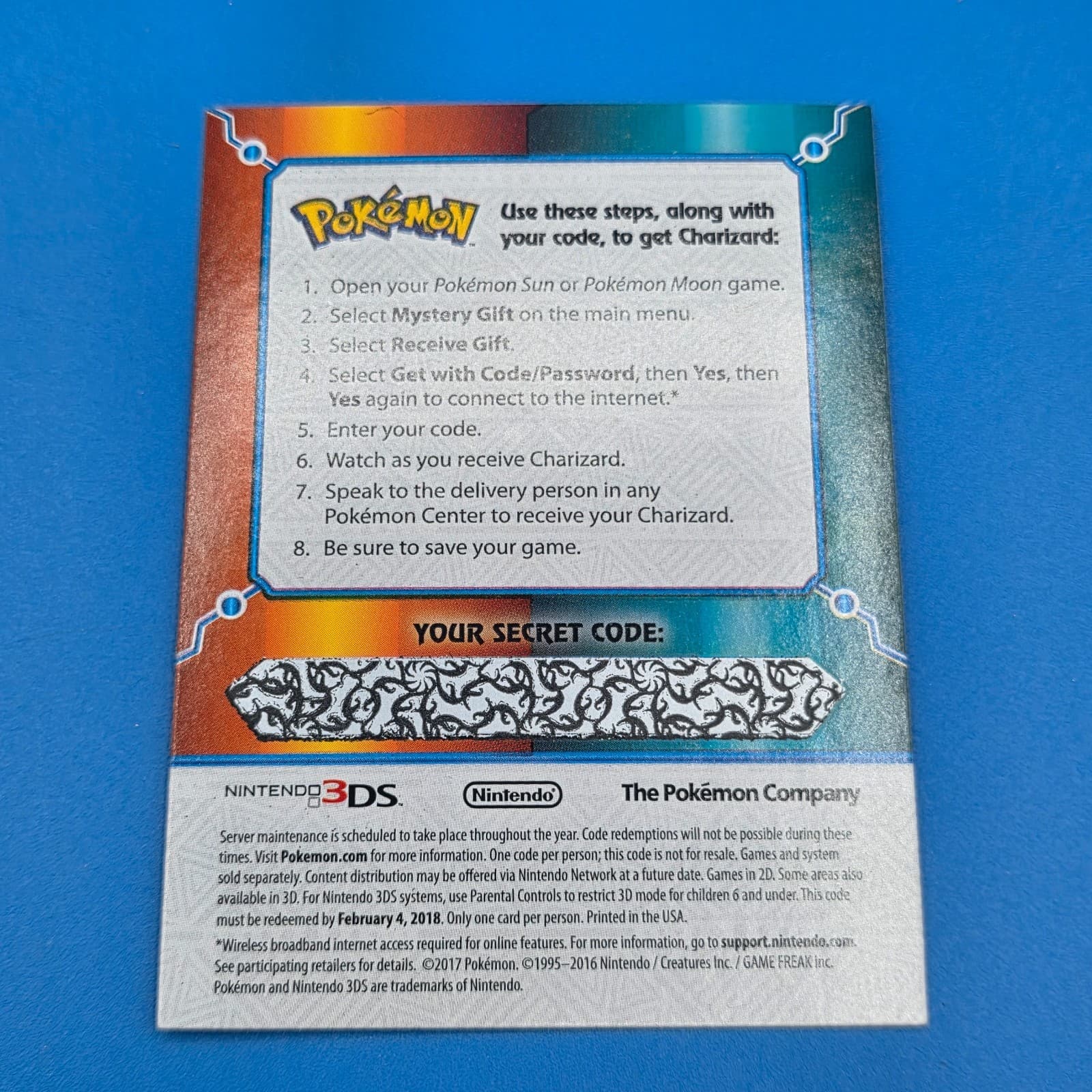 EXPIRED Pokemon Sun & Moon Charizard Secret Code Card 2017 UNSCRATCHED - Thumbnail 2