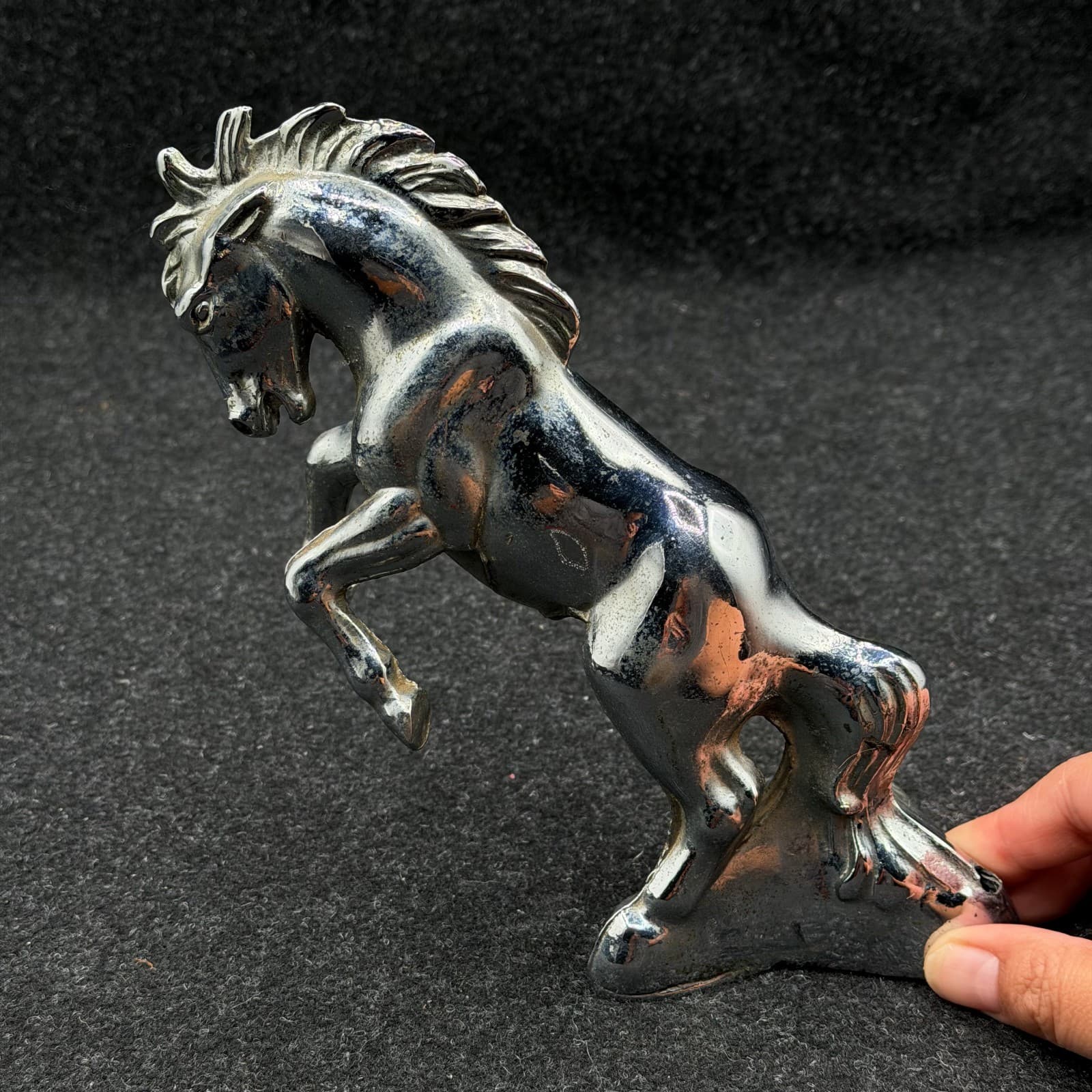 VINTAGE HOOD Ornament Truck Or CAR Chrome Metal Mustang DECOR 7" - Thumbnail 2
