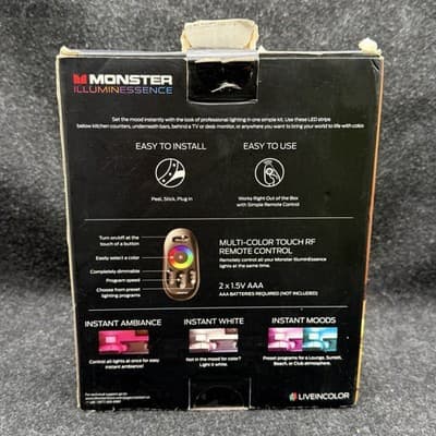 Monster Illuminessence 3 Led Strip Mood Light Kit With Remote NEW OPEN BOX - Thumbnail 2