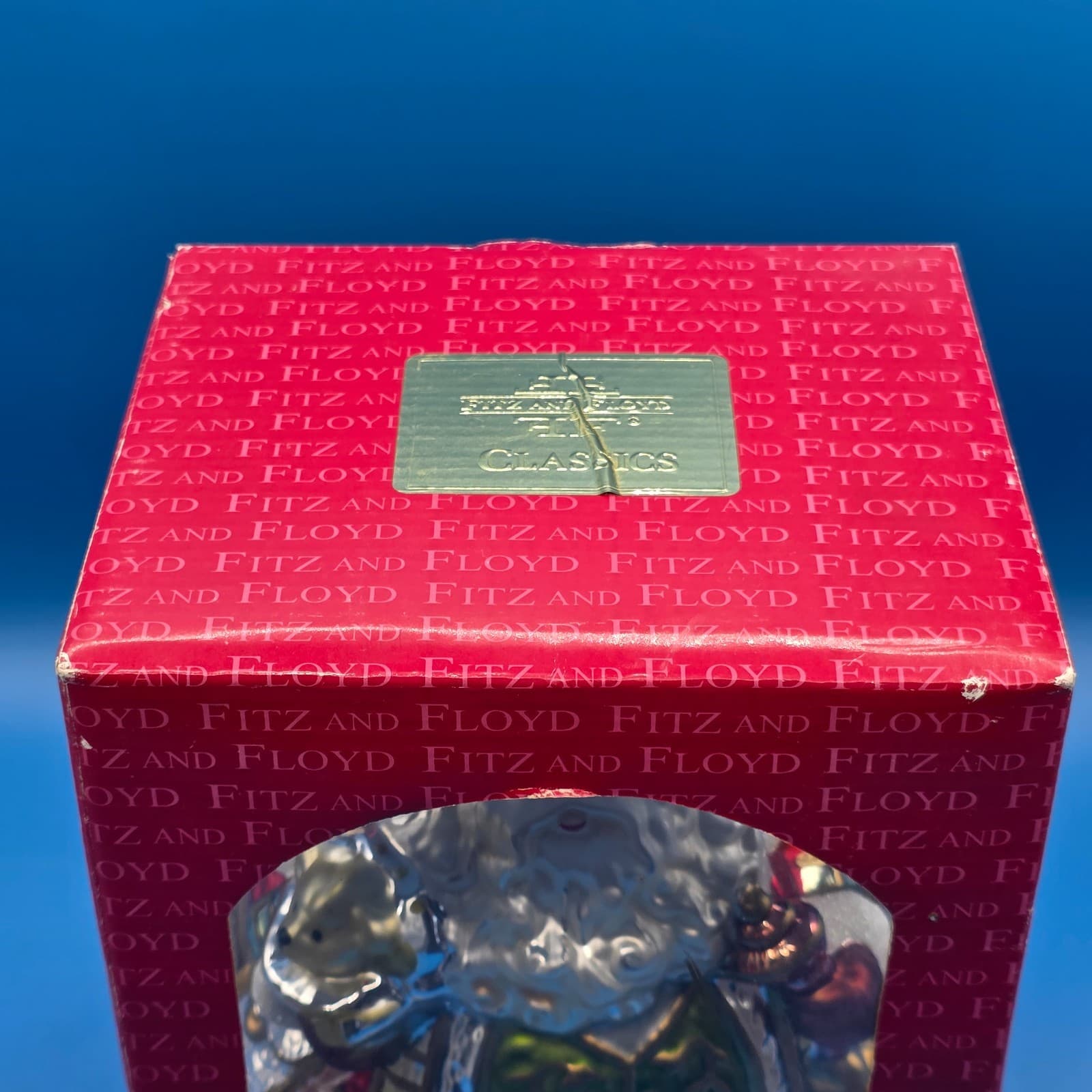 Fitz and Floyd Classics Glass Christmas Santa Ornament Extra Large 8" H x 6" New - Thumbnail 2