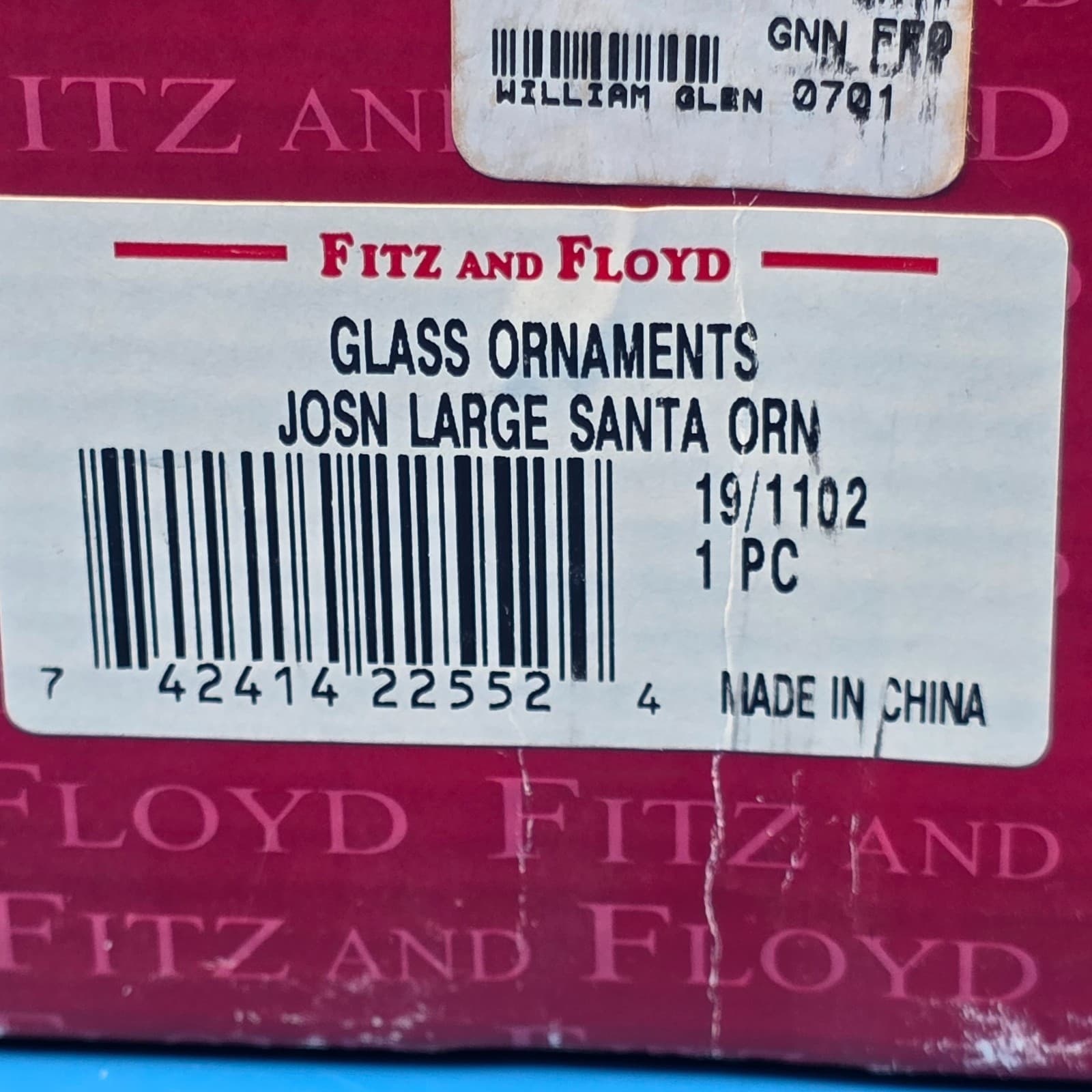 Fitz and Floyd Classics Glass Christmas Santa Ornament Extra Large 8" H x 6" New - Thumbnail 5
