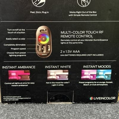 Monster Illuminessence 3 Led Strip Mood Light Kit With Remote NEW OPEN BOX - Thumbnail 8