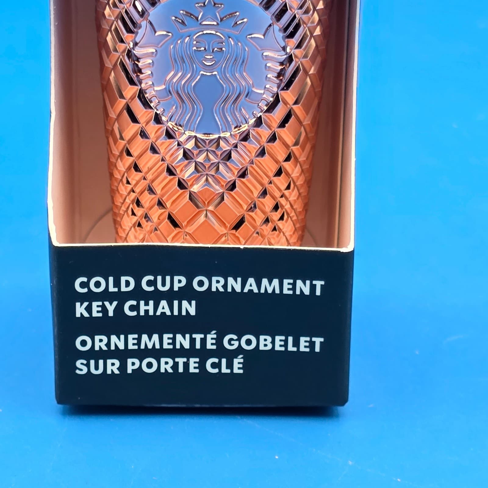 Starbucks Ornament Key Chain 2023 Mini Cold Cup Studded Rose Gold New Sealed Box - Thumbnail 2