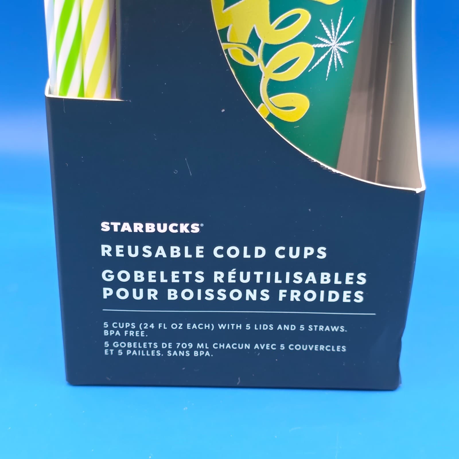 New STARBUCKS 2023 Cold Cups Holiday Color Change Set/5 Lid Straw Reusable 24 Oz - Thumbnail 6