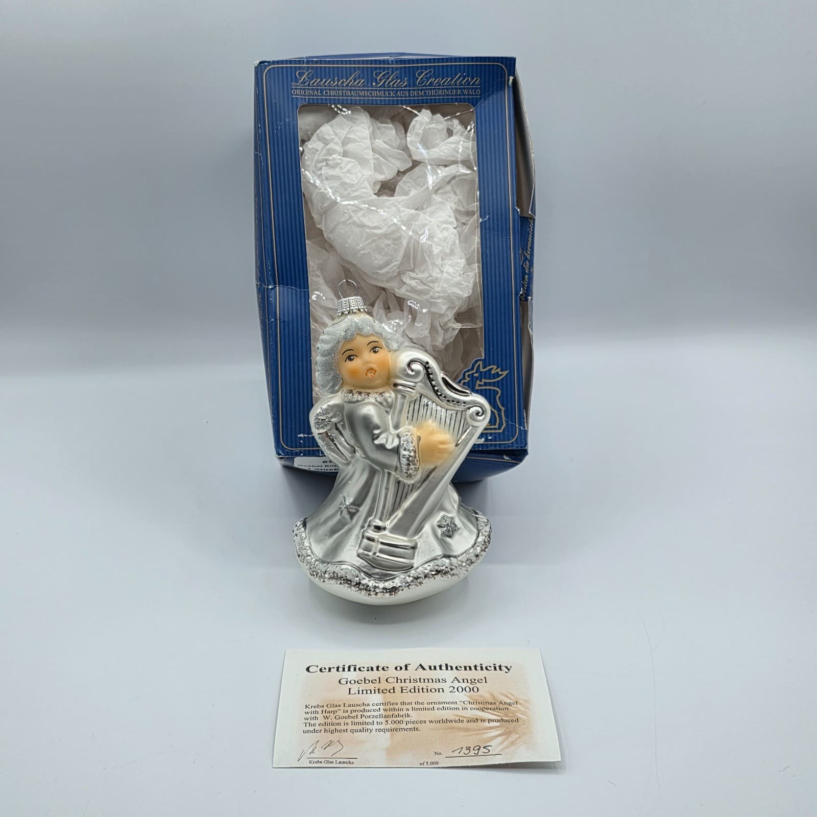 Vubtage Goebel Weihnacht Angel with Harp Glass Christmas Ornament Limited 5000