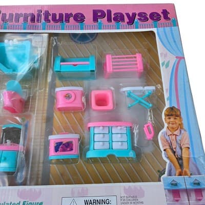 Vintage My Sweet Home Furniture Playset Dollhouse Set of Furniture Pink Blue New - Thumbnail 2