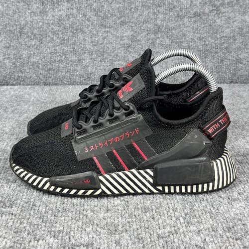 Adidas NMD_R1 V2 Kids Size 4.5 Black Red White Shoes FY2107 Striped - Thumbnail 2
