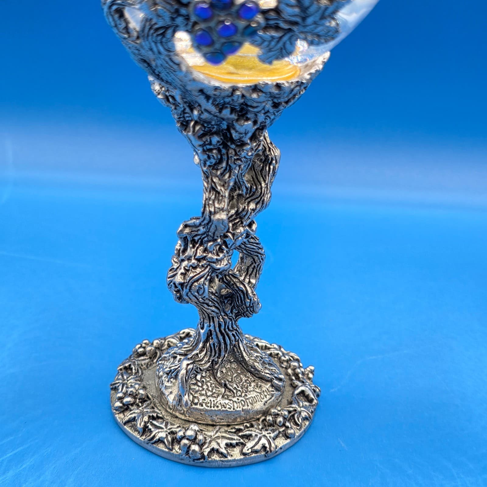 Fellowship Foundry Pewter Purple Crystals Vine Wine Glass Goblet Fantasy 89 - Thumbnail 11