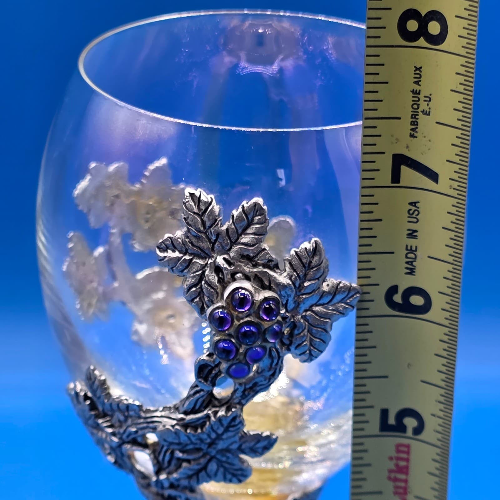Fellowship Foundry Pewter Purple Crystals Vine Wine Glass Goblet Fantasy 89 - Thumbnail 12