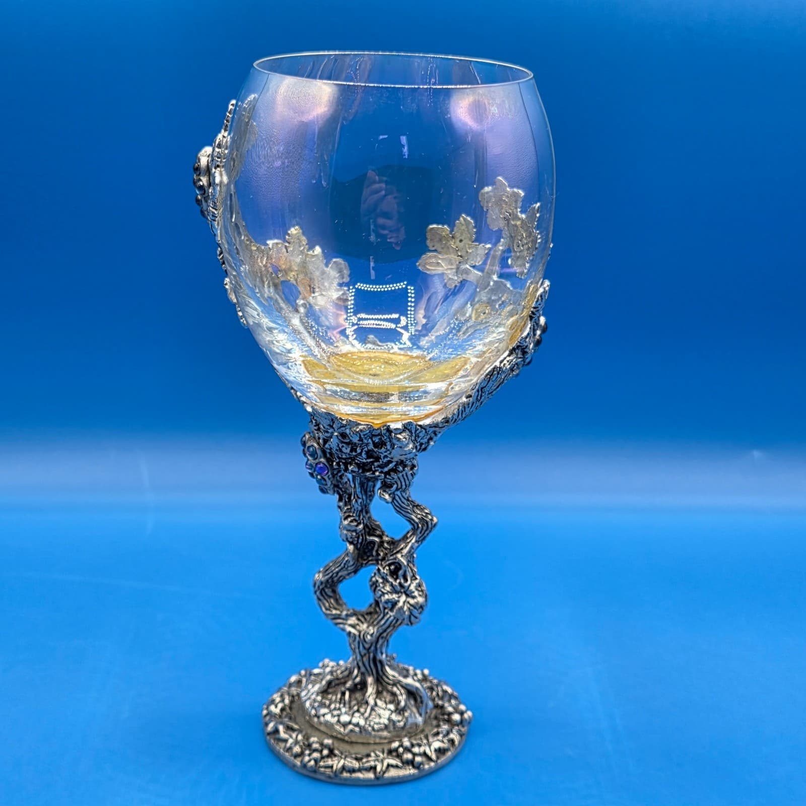 Fellowship Foundry Pewter Purple Crystals Vine Wine Glass Goblet Fantasy 89 - Thumbnail 6