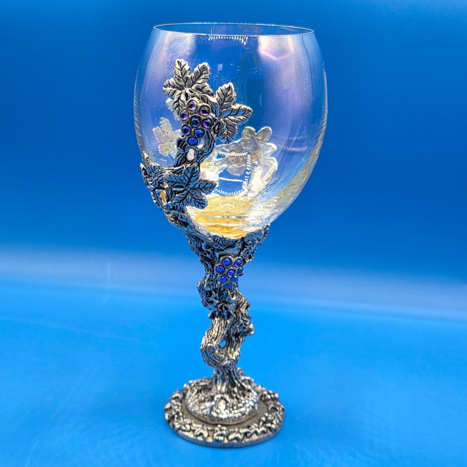 Fellowship Foundry Pewter Purple Crystals Vine Wine Glass Goblet Fantasy 89 - Thumbnail 8