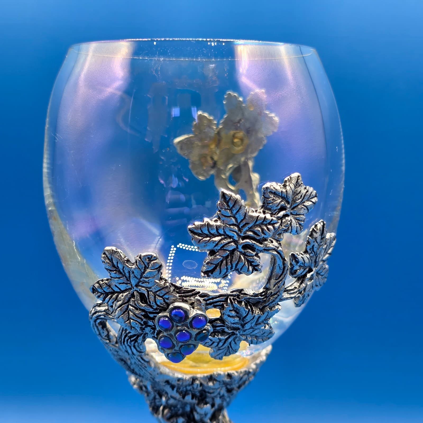 Fellowship Foundry Pewter Purple Crystals Vine Wine Glass Goblet Fantasy 89 - Thumbnail 3