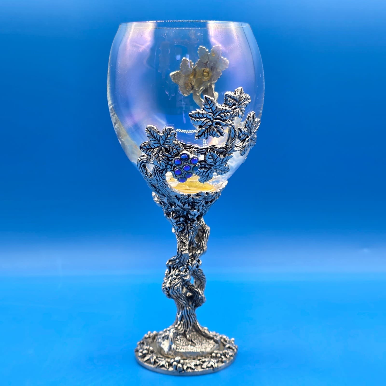 Fellowship Foundry Pewter Purple Crystals Vine Wine Glass Goblet Fantasy 89