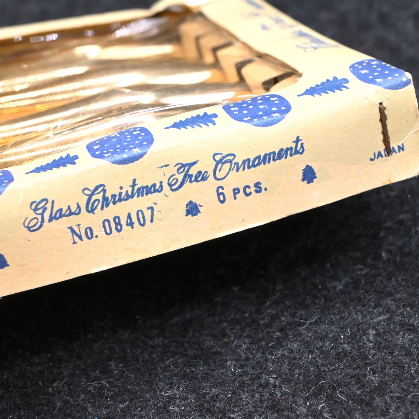 Vintage Mini Teardrop Shiny Brite Gold Glass Ornaments Christmas Original Box - Thumbnail 5