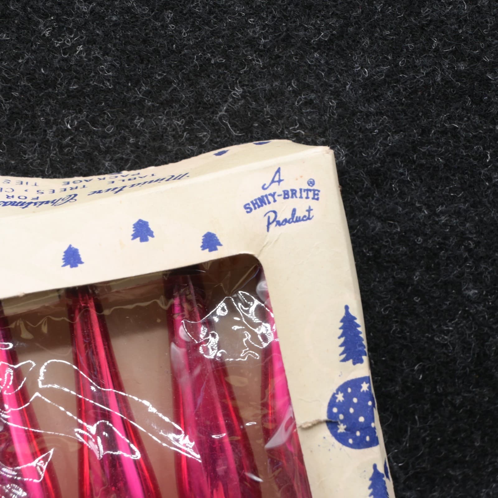 Vintage Mini Teardrop Shiny Brite Pink Glass Ornaments Christmas Original Box - Thumbnail 3