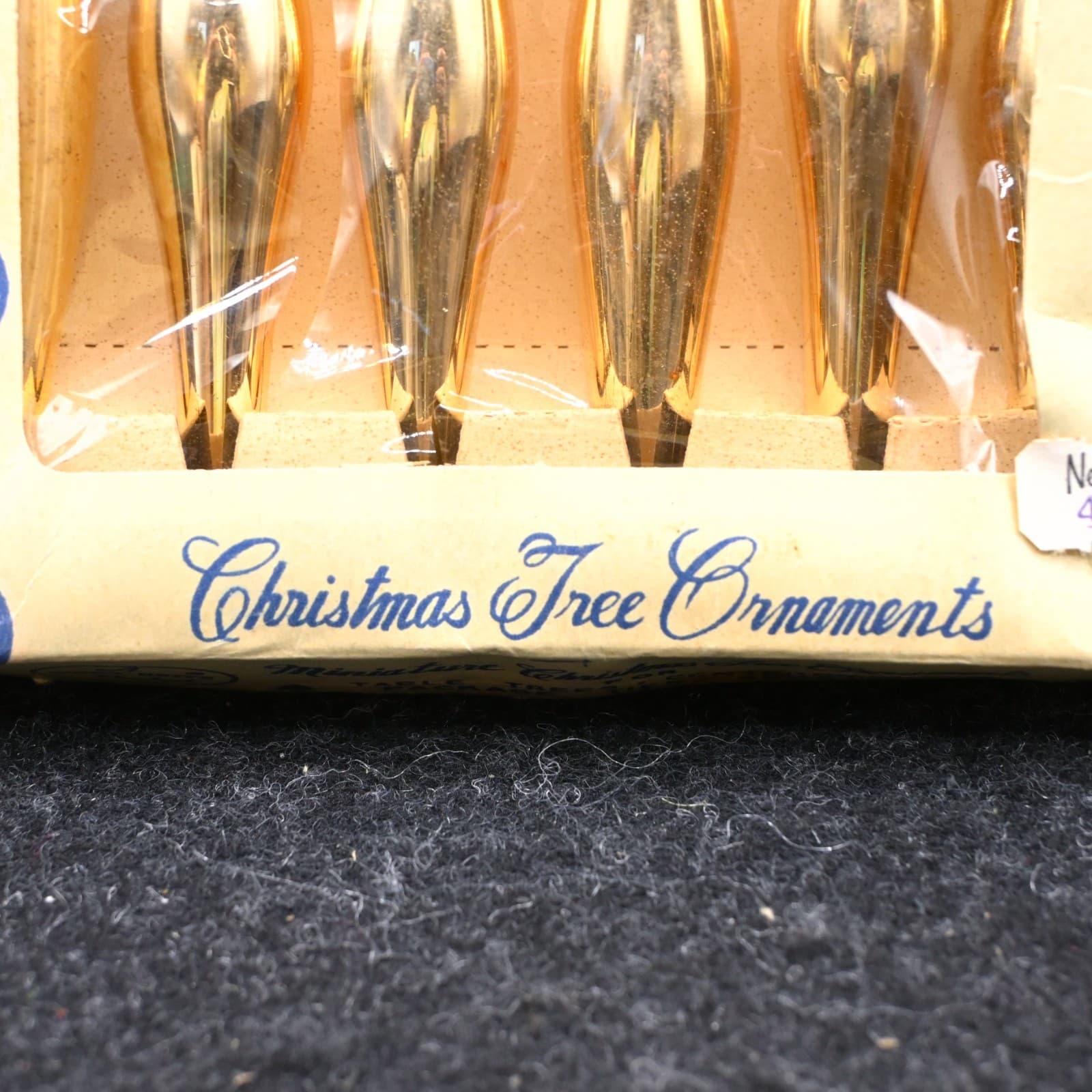 Vintage Mini Teardrop Shiny Brite Gold Glass Ornaments Christmas Original Box - Thumbnail 3