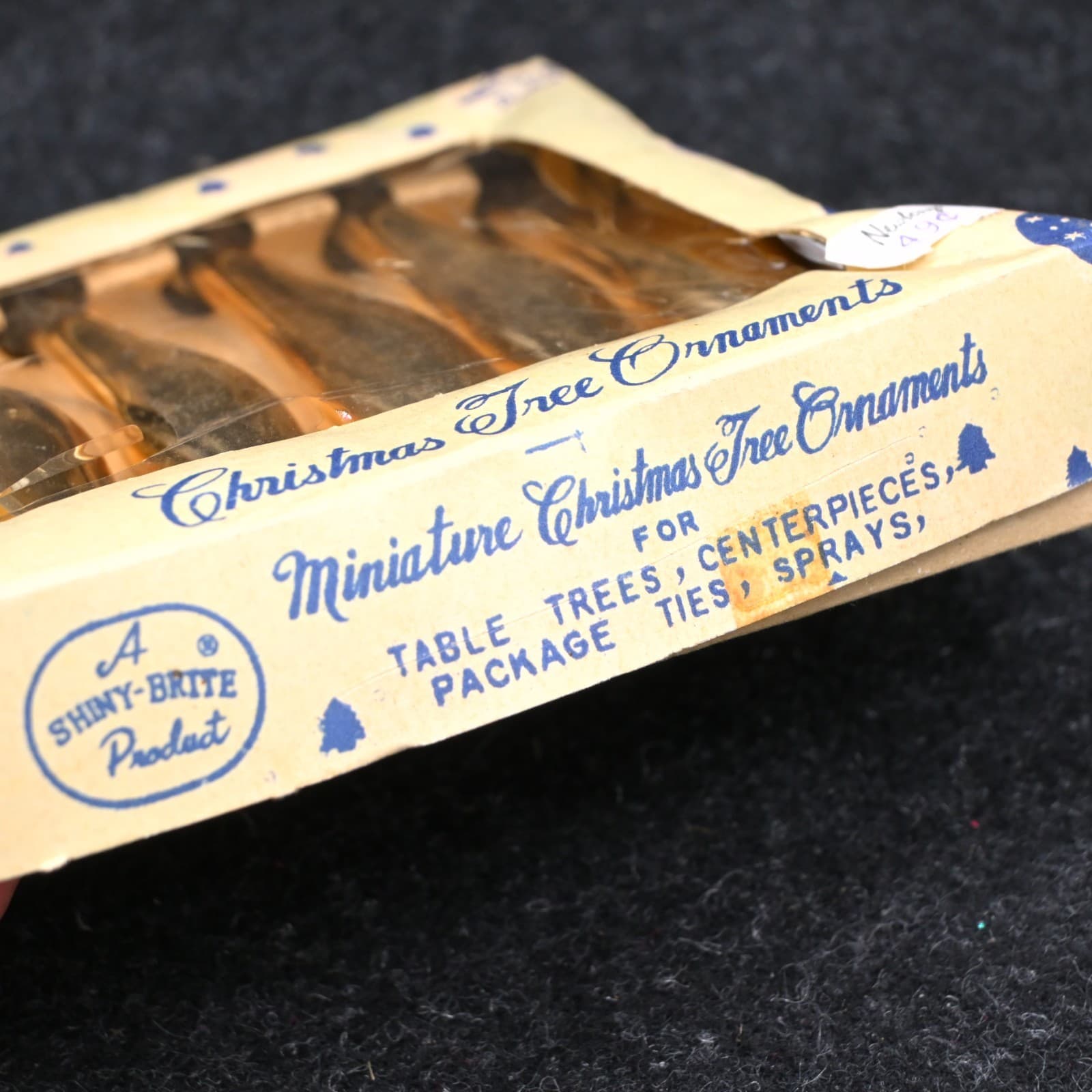Vintage Mini Teardrop Shiny Brite Gold Glass Ornaments Christmas Original Box - Thumbnail 4