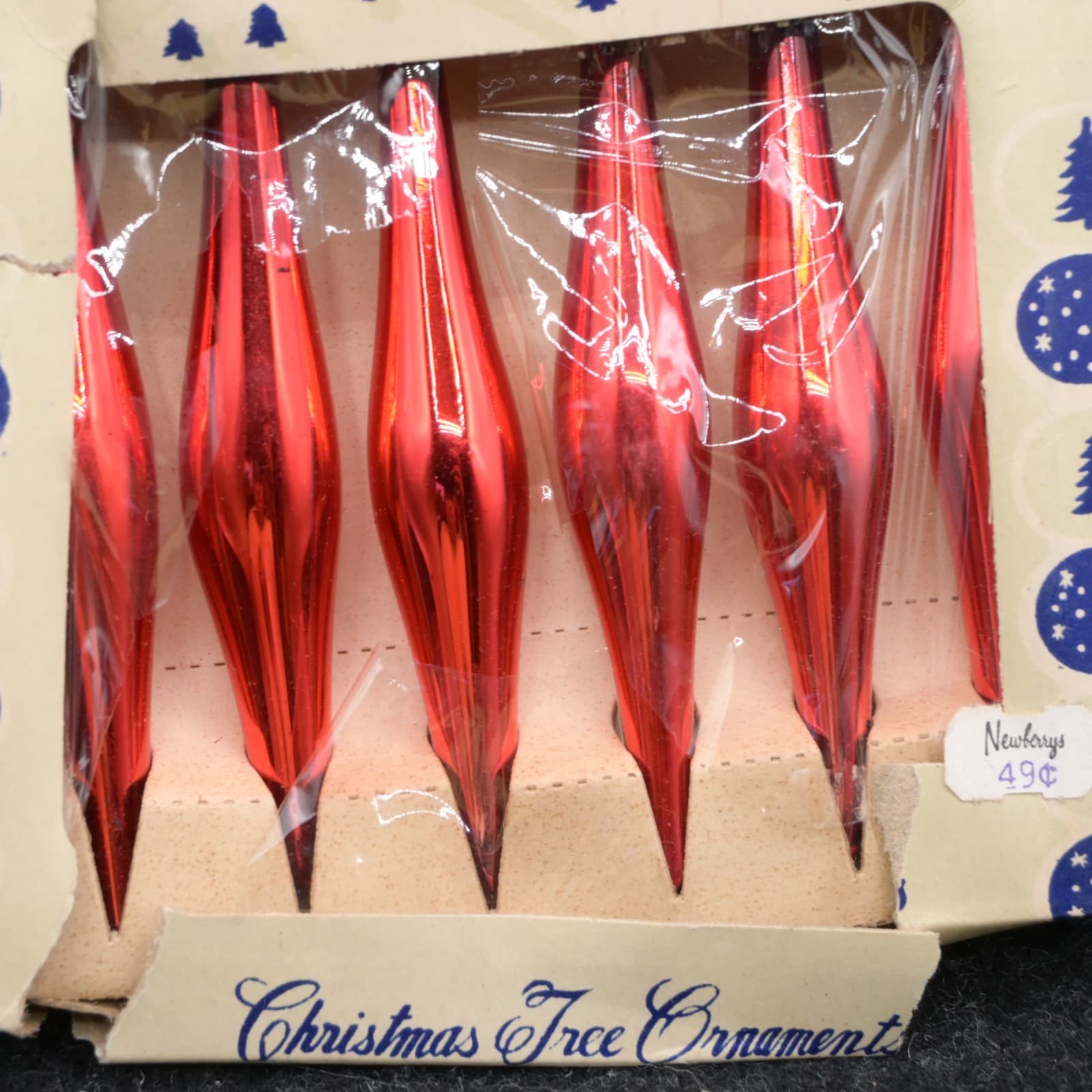 Vintage Shiny Brite 4" Teardrop Icicle Red Christmas Ornaments 6 Total RARE - Thumbnail 2