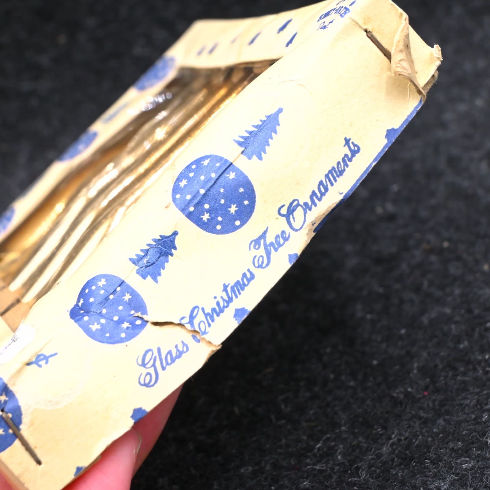 Vintage Mini Teardrop Shiny Brite Gold Glass Ornaments Christmas Original Box - Thumbnail 7