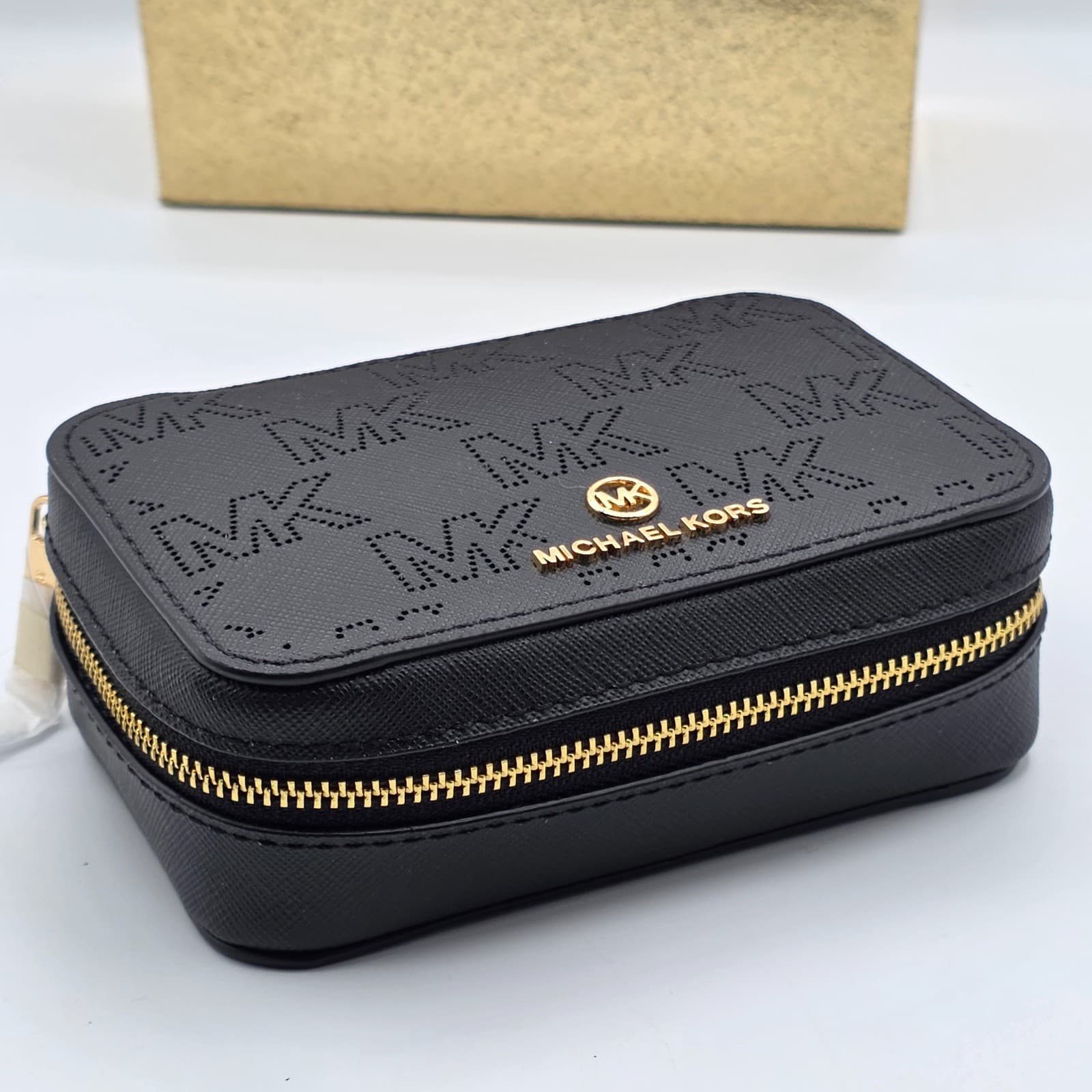 NWT Michael Kors Giftables Small Jewelry Case Box Leather Black Travel $128 MK - Thumbnail 5