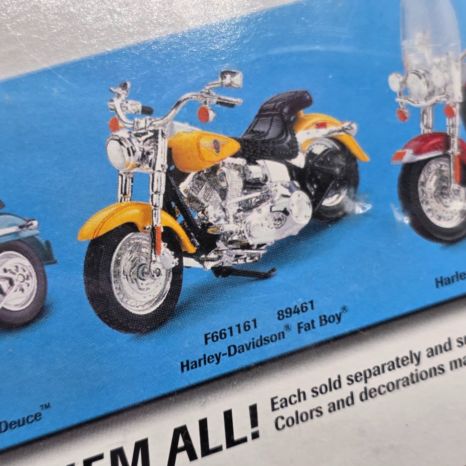 New 2001 Harley Davidson Fat Boy Motorcycle Hot Wheels F661161 89461 Yellow - Thumbnail 8