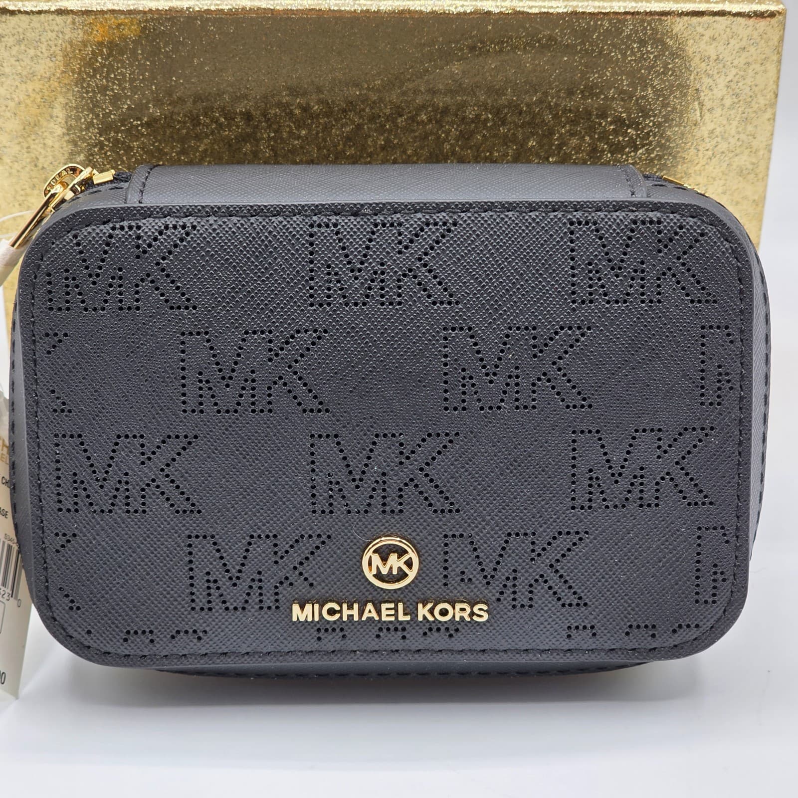 NWT Michael Kors Giftables Small Jewelry Case Box Leather Black Travel $128 MK - Thumbnail 2