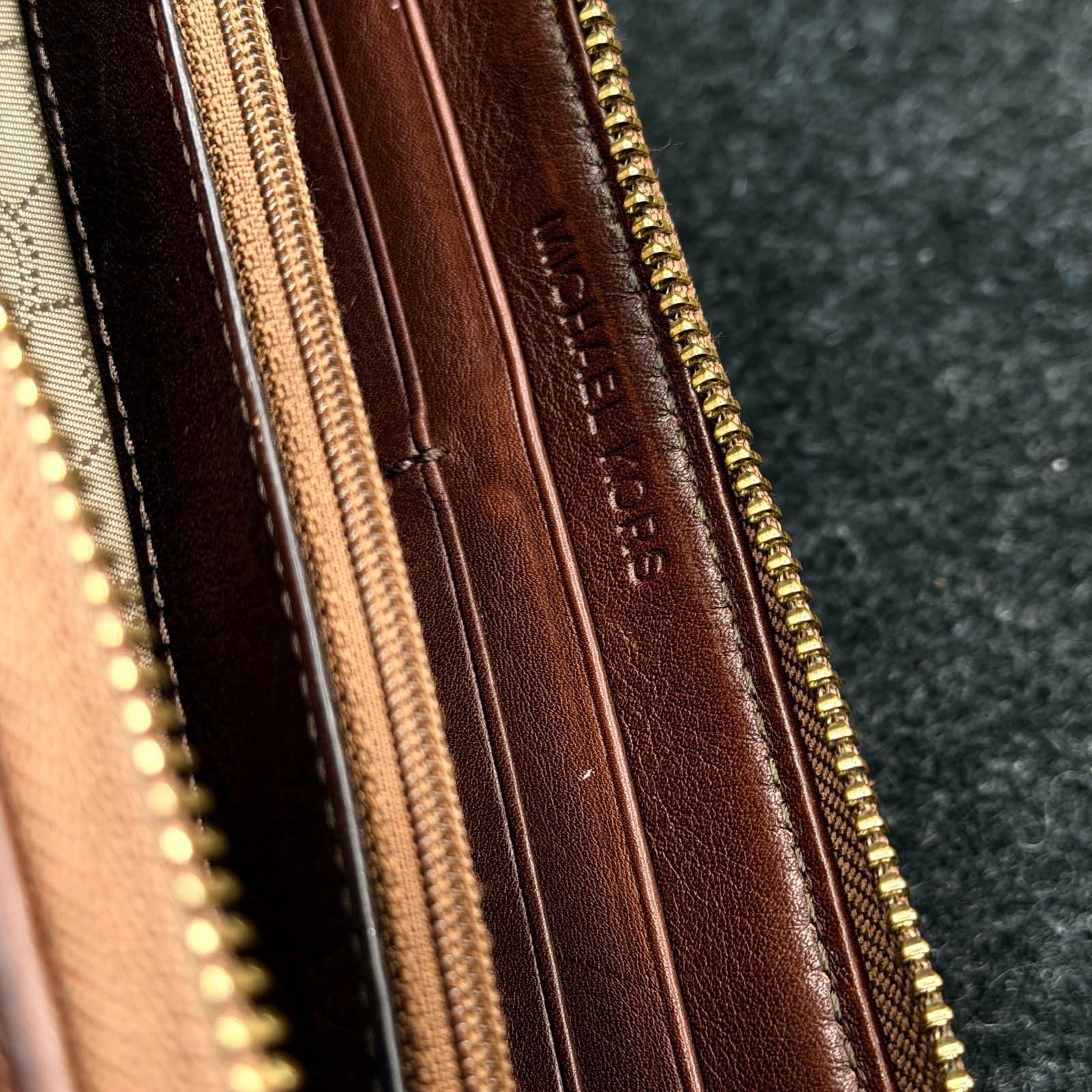 Michael Kors Zip Around Monogram Wallet with Leather Interior - Thumbnail 11