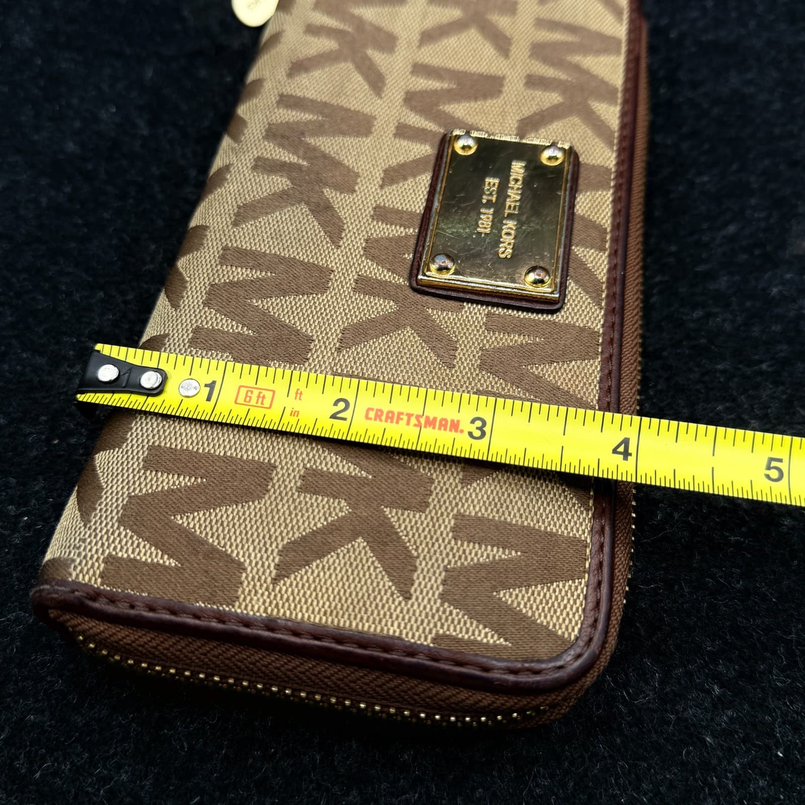 Michael Kors Zip Around Monogram Wallet with Leather Interior - Thumbnail 15