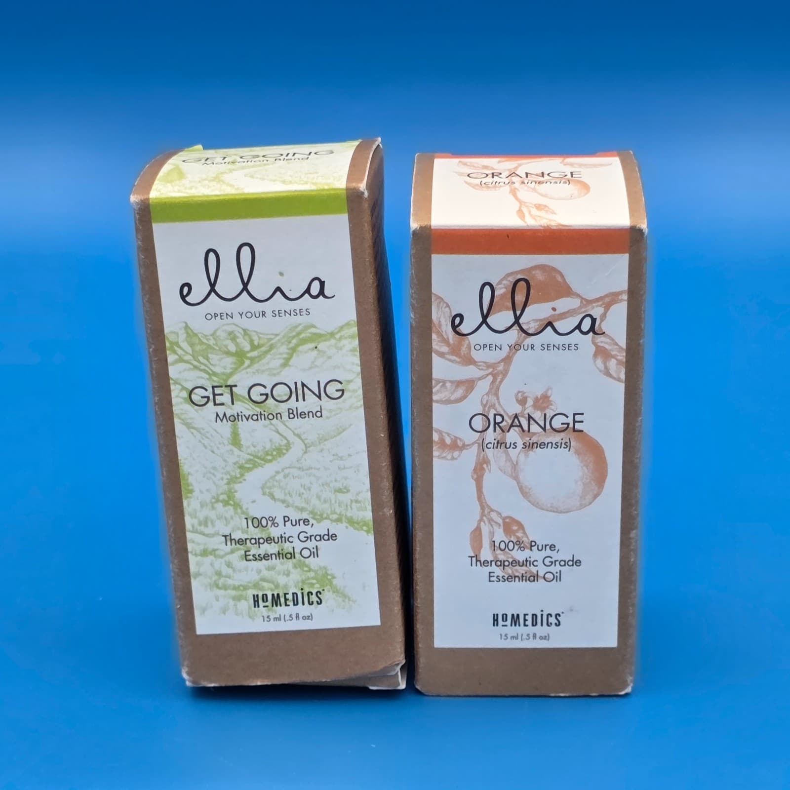 2x Ellia Get Going & Orange Therapeutic Pure Essential Oil Homedics 0.5 oz - Thumbnail 2