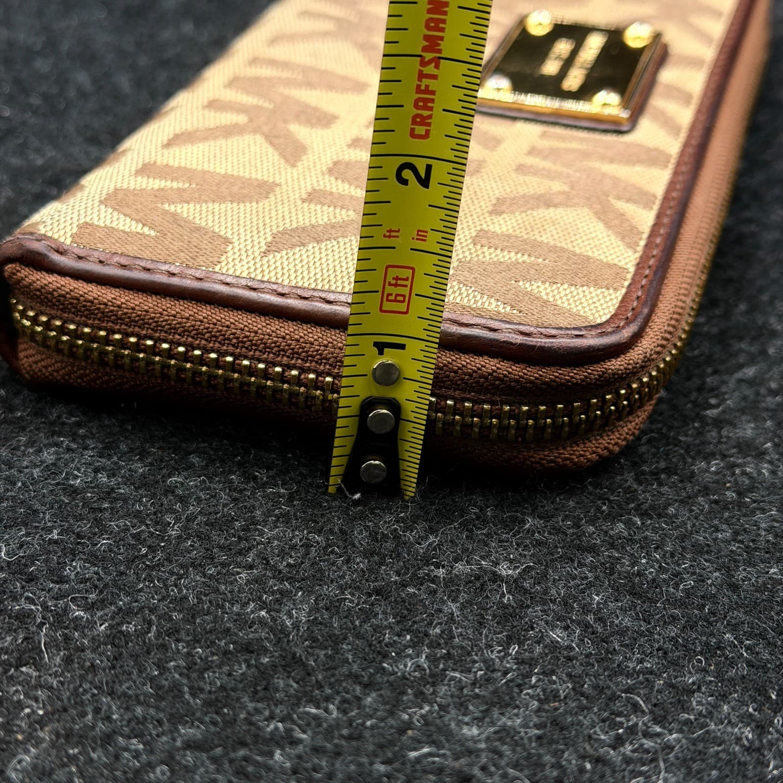 Michael Kors Zip Around Monogram Wallet with Leather Interior - Thumbnail 16