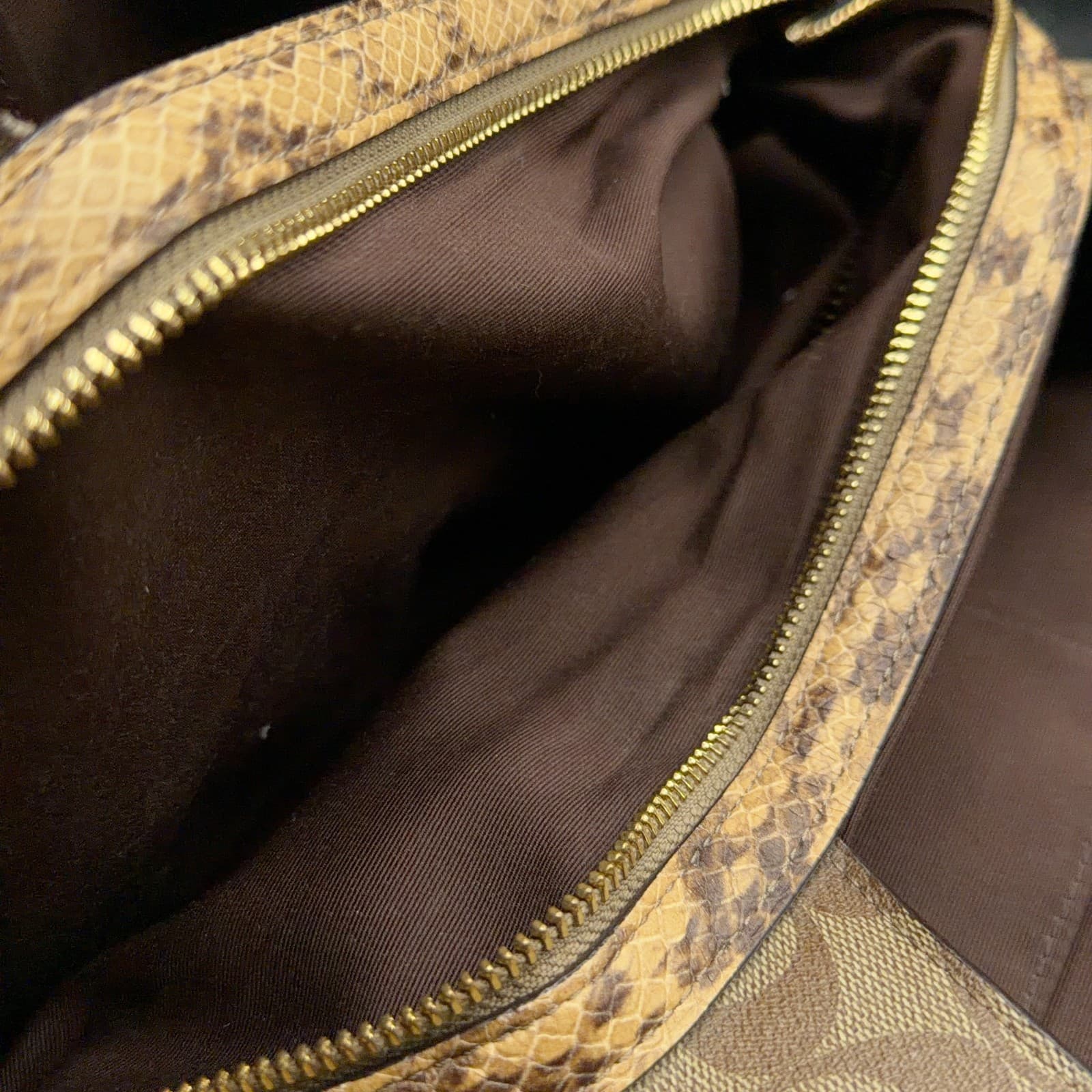 Coach Hallie Shoulder Bag with Snakeskin embossed Trim on zipper - Thumbnail 13