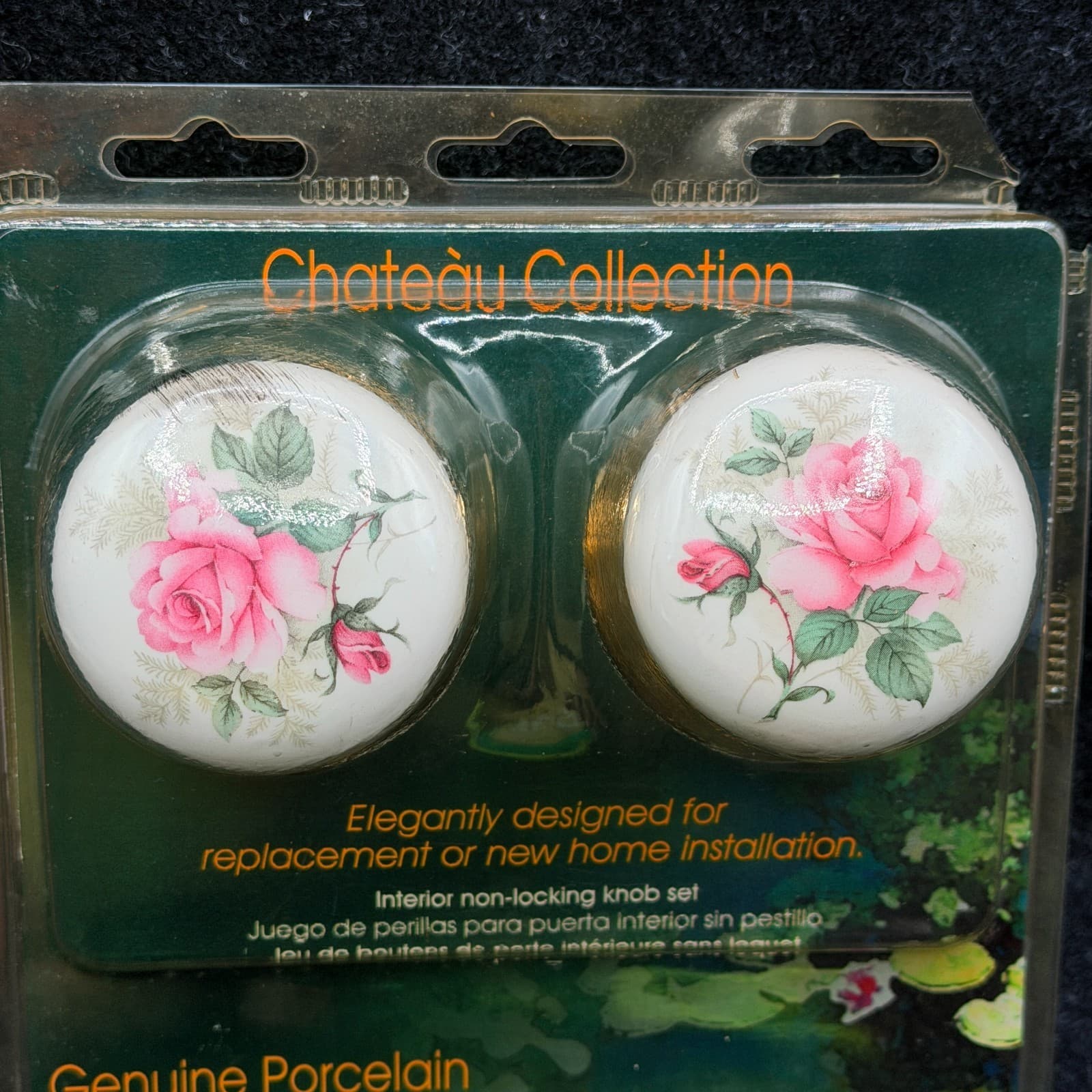 VTG Prime Line Porcelain Floral Interior Non Locking Knob Set Pink Rose - Thumbnail 5