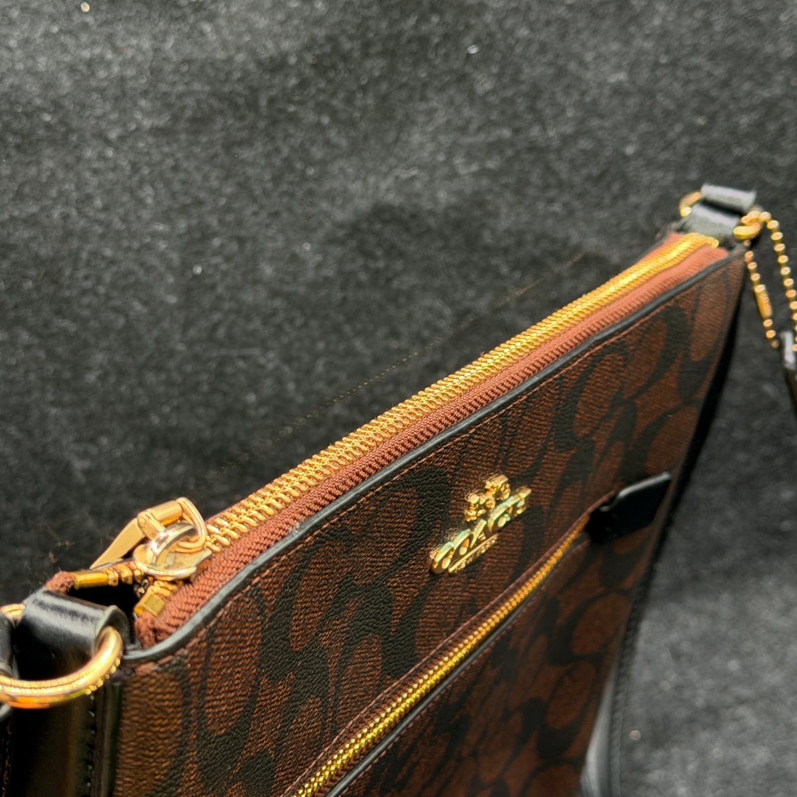 Coach Rowan File Bag In Signature Canvas Handbag - Black/Brown - Thumbnail 4