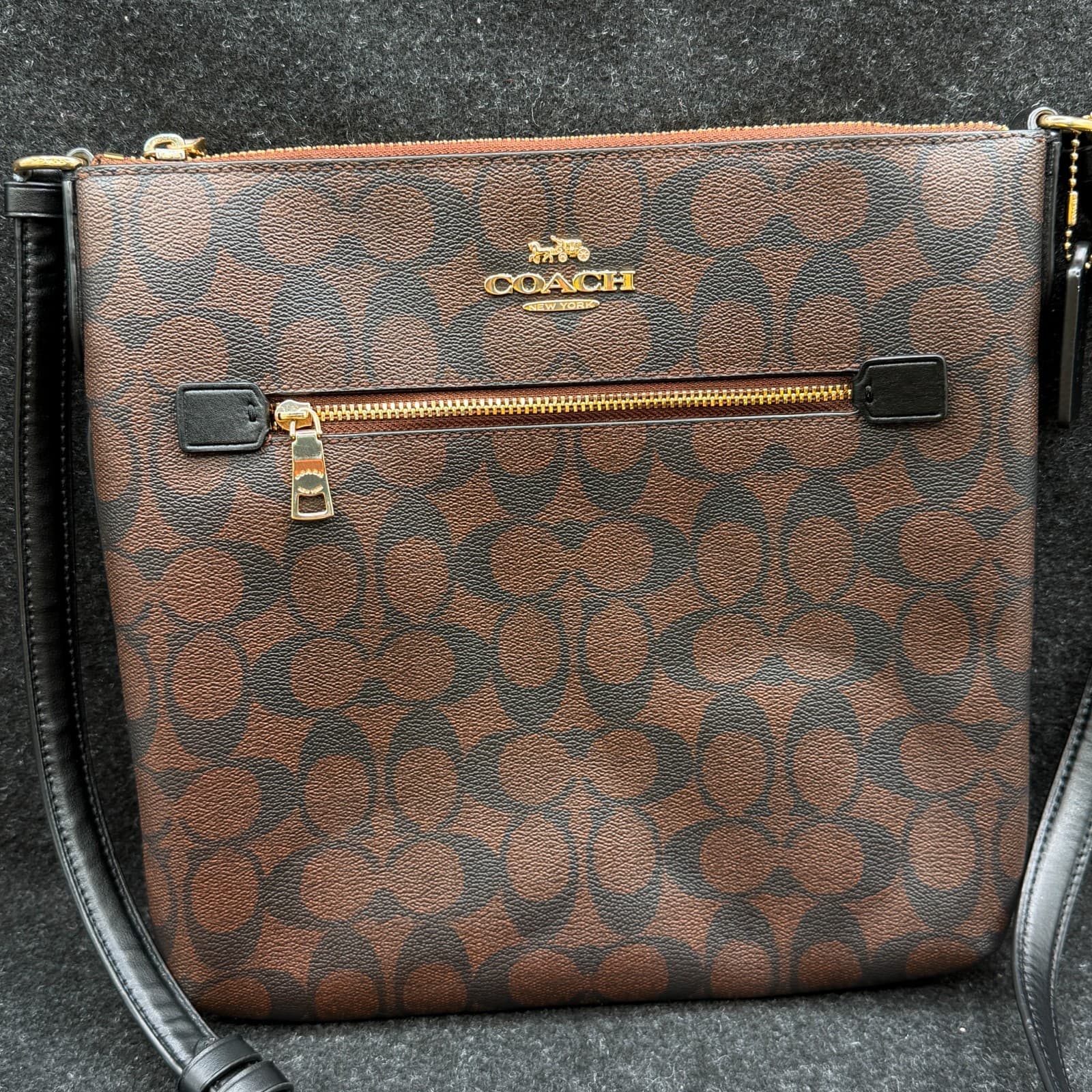 Coach Rowan File Bag In Signature Canvas Handbag - Black/Brown - Thumbnail 2