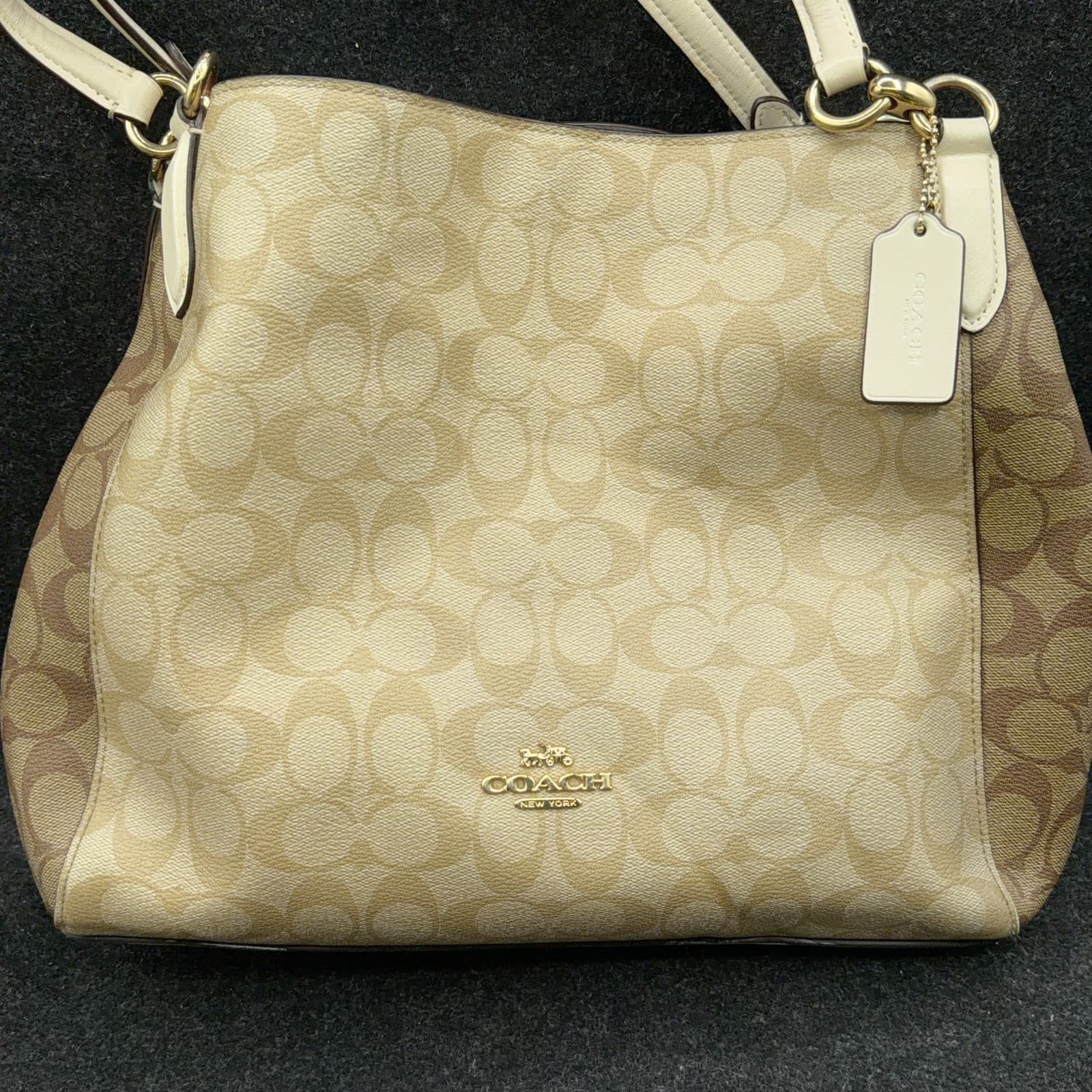 Coach Hallie Shoulder Bag with Snakeskin embossed Trim on zipper - Thumbnail 2