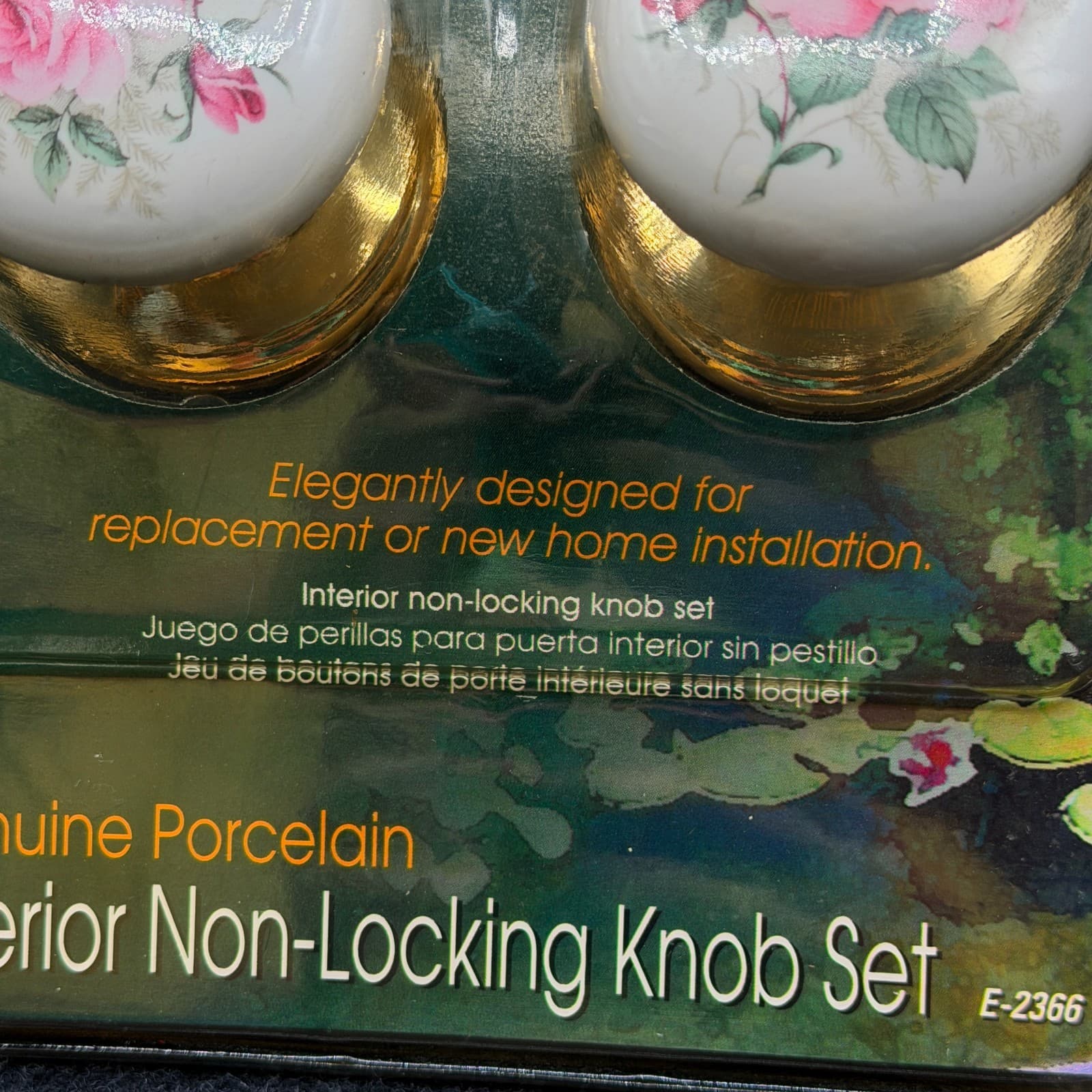 VTG Prime Line Porcelain Floral Interior Non Locking Knob Set Pink Rose - Thumbnail 4