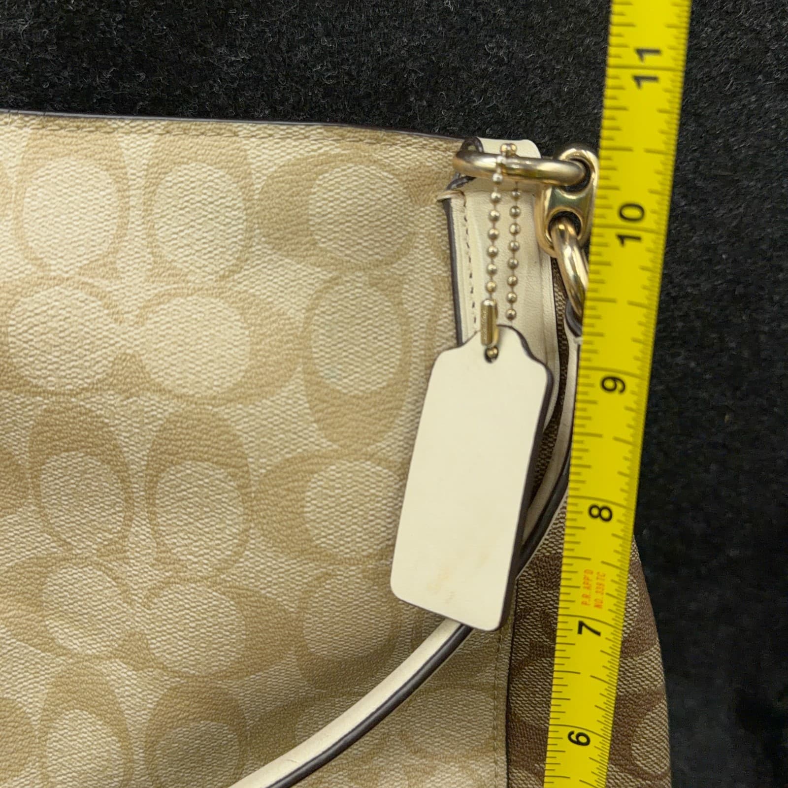 Coach Hallie Shoulder Bag with Snakeskin embossed Trim on zipper - Thumbnail 16