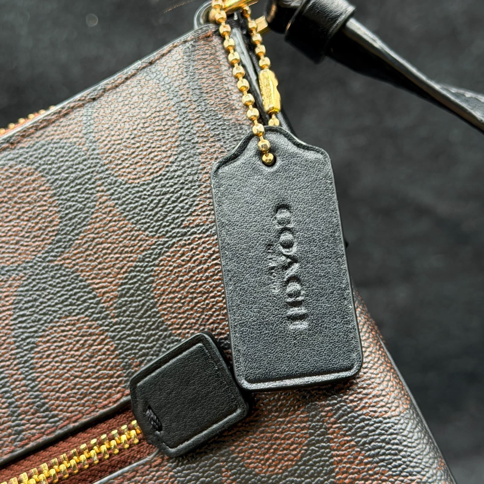 Coach Rowan File Bag In Signature Canvas Handbag - Black/Brown - Thumbnail 5