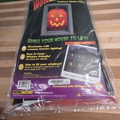 WOWindow Poster Halloween Happy Jack Pumpkin Window Decoration Jackolantern NOS - Thumbnail 3