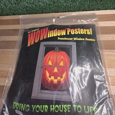 WOWindow Poster Halloween Happy Jack Pumpkin Window Decoration Jackolantern NOS - Thumbnail 2