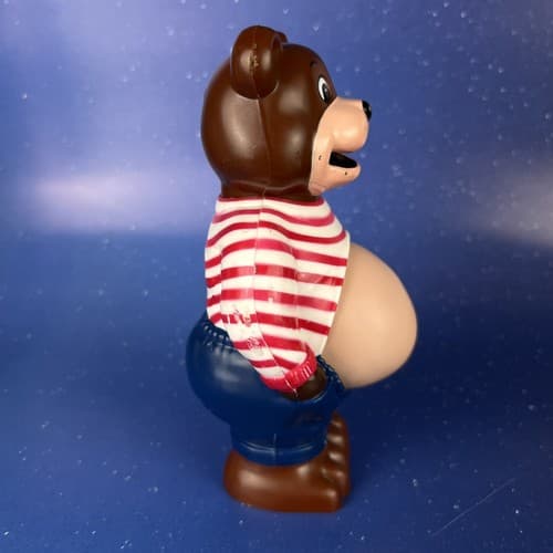 RARE Vintage 7" Plastic Pot Belly Teddy Bear Coin Bank JSNY - Thumbnail 10