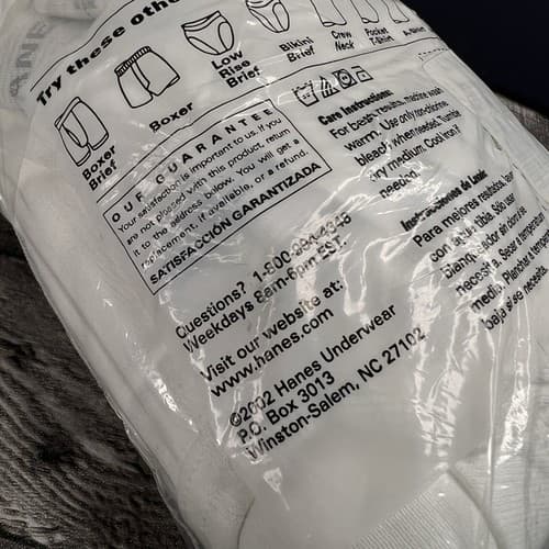 VINTAGE 2002 Hanes Mens Briefs White Underwear 6 Pairs Pack Size 40 XL Cotton - Thumbnail 6