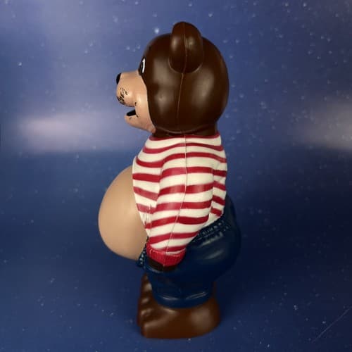 RARE Vintage 7" Plastic Pot Belly Teddy Bear Coin Bank JSNY - Thumbnail 6